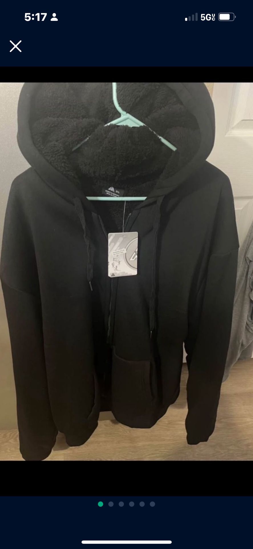 Amazing Deal New Men’s Outerwear XXL Black Warm Zip Up Hoodie Coat Half Price