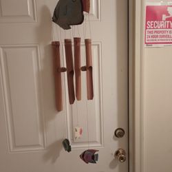 Vintage 3'  8" Hand painted Fish And  Bamboo Wind Chimes $25 Selling For $40 To $55