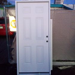 36 Wide By 80 Fiberglass 6 Panel Exterior Door 