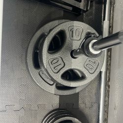 Three 1”Weight Bars & 115lbs Of Weights 