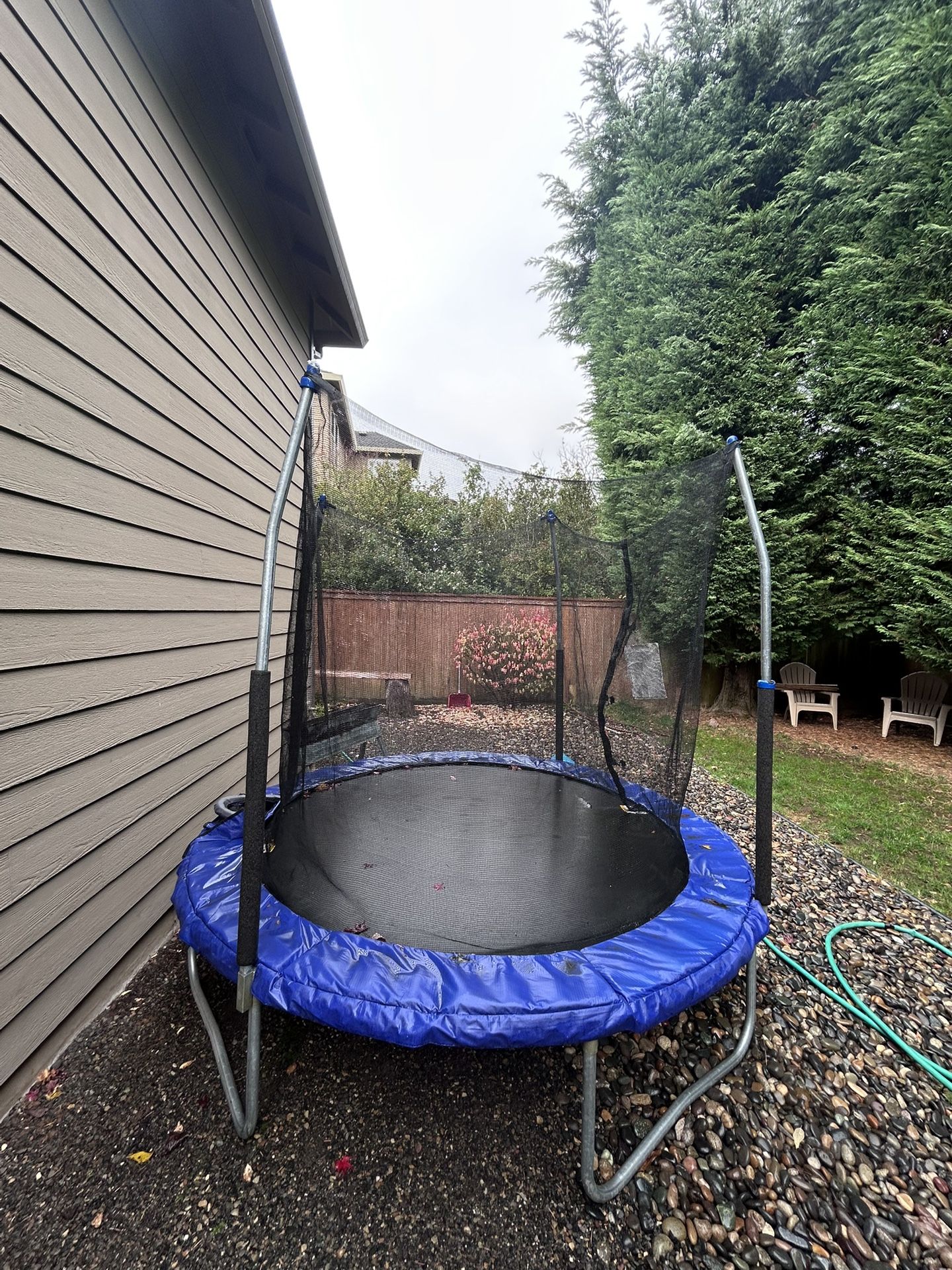 Trampoline, Bar Stools, Couch/bed, Wheelbarrow