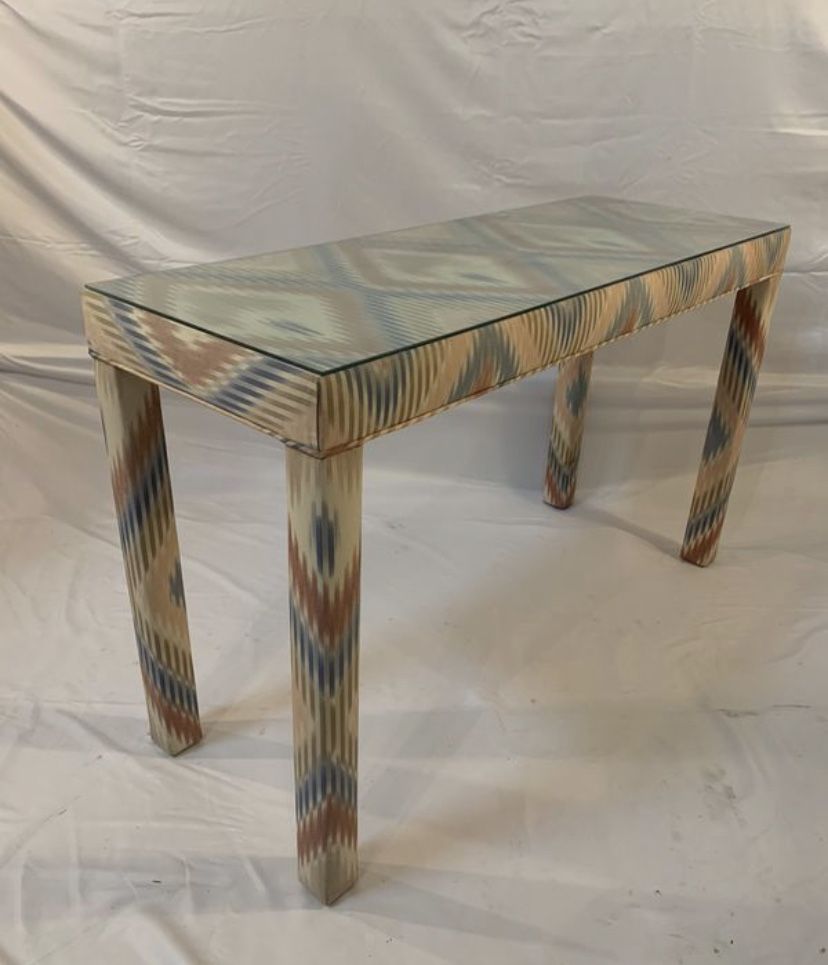 Vintage Upholstered Parsons Console Table