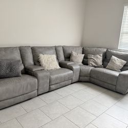 American Signature Electric Power Grey Sectional