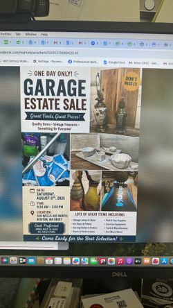 Estate garage sale  August 8 from 9-3 pm