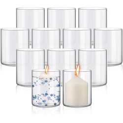 new open box 12 Pack Glass Clear Cylinder Vases Tall Floating Candle Holders Centerpiece wedding 
