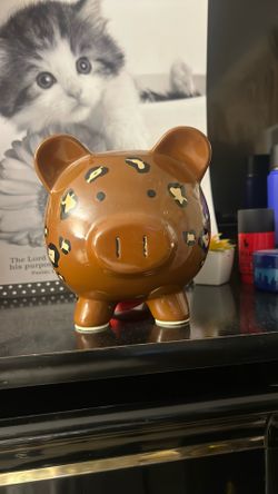 CHEETAH PRINT BROWN PIGGY BANK 