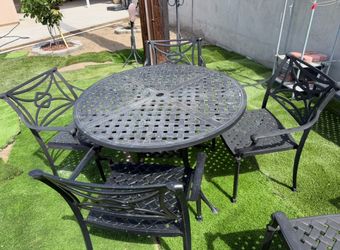 Patio table set cast aluminum 6 pieces