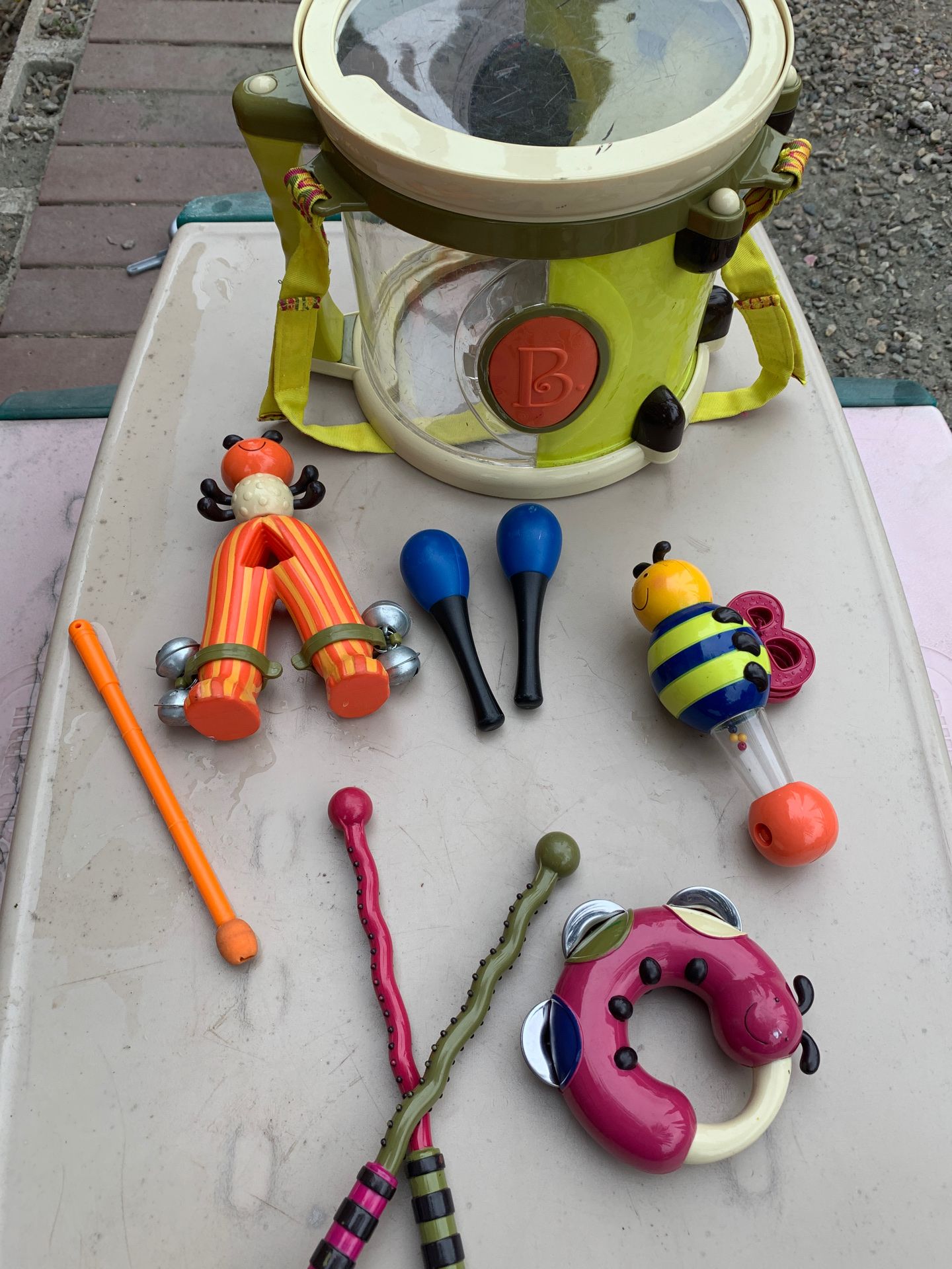 Kids musical toys B. Drums, maracas, and more