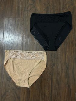 Soma Women’s Solid High Leg Lace Trim Panties Black/Beige Regular L 2-Pack