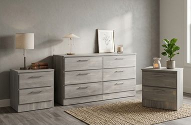 Dresser and 2 Nightstands / Cómoda con Espejo y 2 Mesitas de Noche