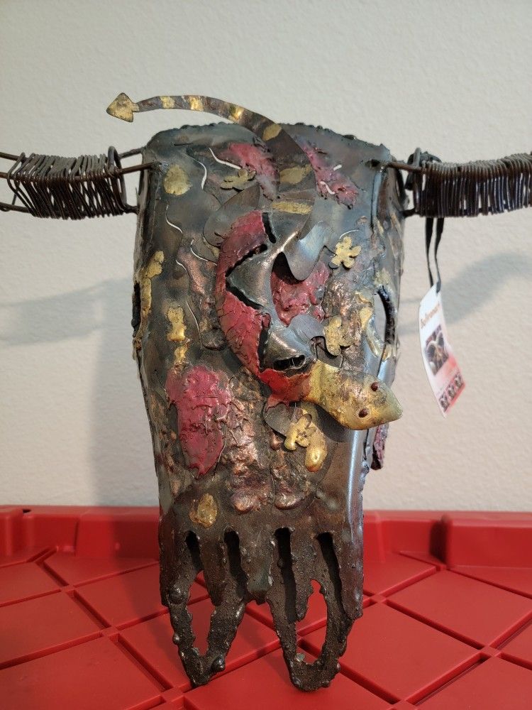 Nwt 15x30 Beltranart Texas Long Horn Embellished Metal Sculpture Hanging