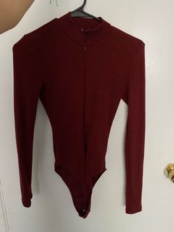 Burgundy red bodysuit fashion nova