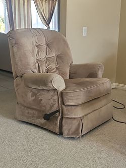 Beige Velvet Recliner Armchair