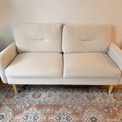 Beige Velvet Love Seat / Couch