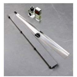 SaniteModar Linear Shower Drain, Linear Drain 60 inch with 2 in 1 Tile Insert & Flat Panels, 304 Stainless Steel Brushed Invisible Shower Floor Drain 