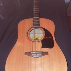 Joe-lyon by washburn acoustic guitar with case,songbook,pink Floyd strap,and extra strings.