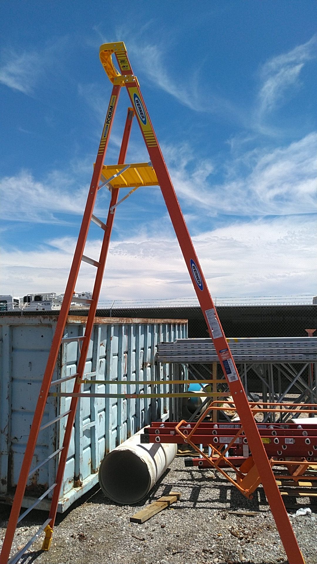 $180 step ladder, with working platform at 10 ft. Werner model pd6210 ...