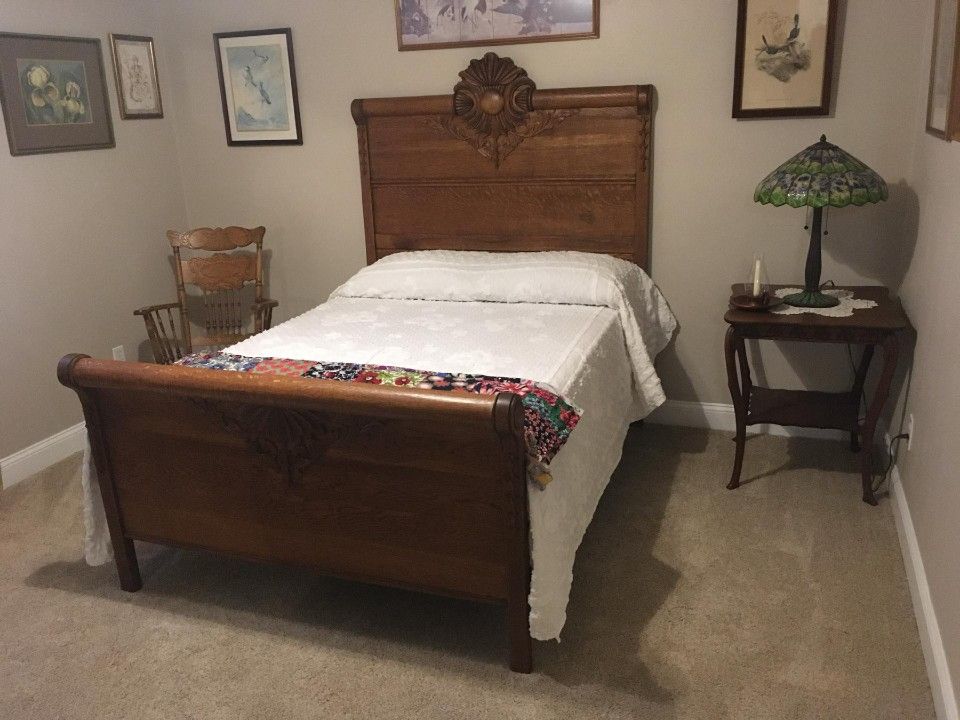 Antique Oak Wood Bed 