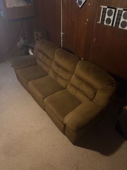 Brown Corduroy Reclining Sofa