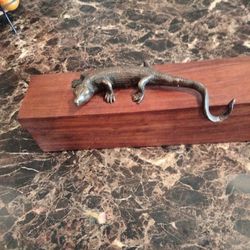 Alligator Wood Box ....Brass