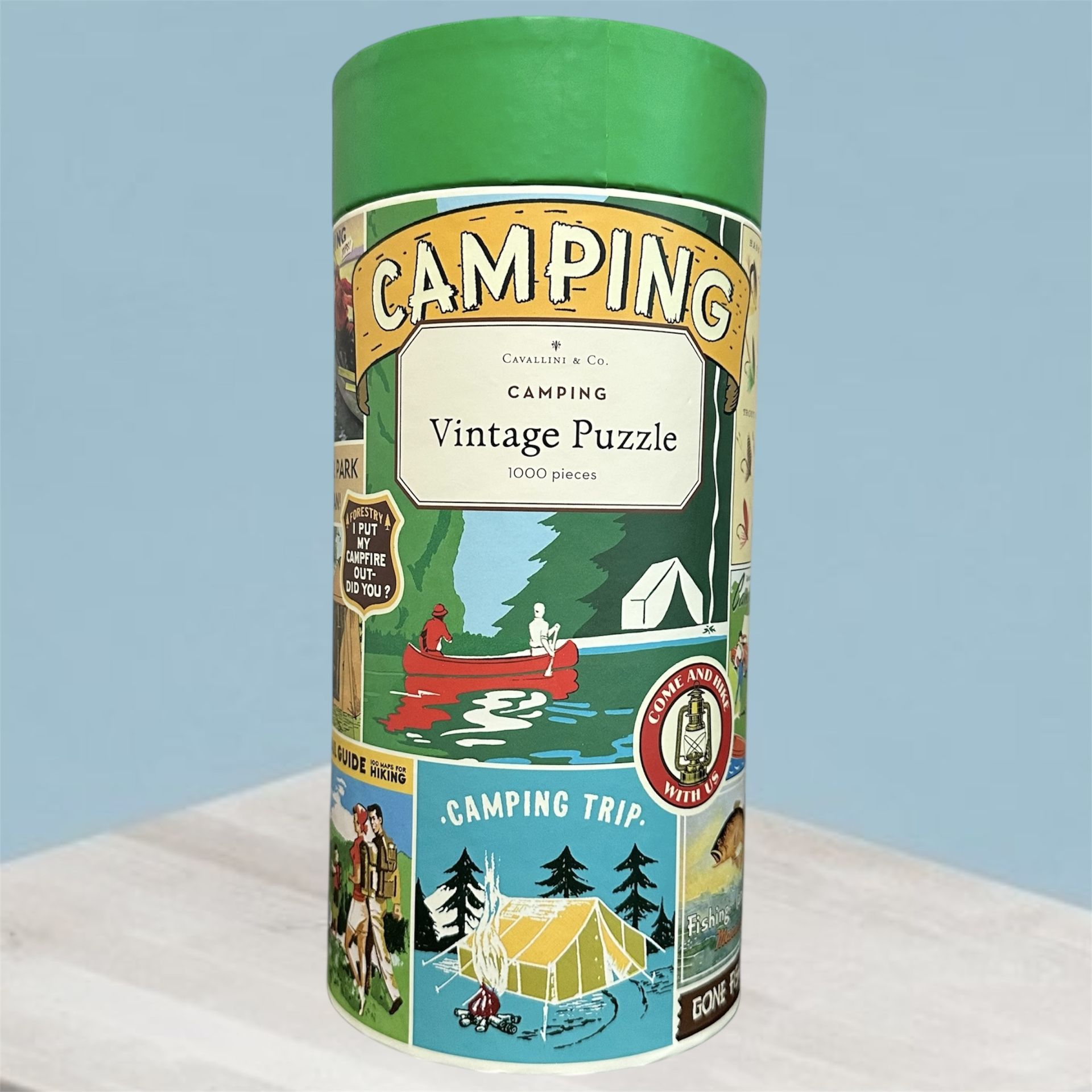 NEW Cavallini & Co. CAMPING Jigsaw Puzzle 1000 Pieces 22" L x 28" H