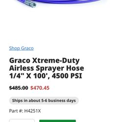 Graco Airless Sprayer Hose  1/4