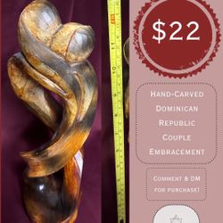 Handcarved Dominican Republic - Couple Embrace
