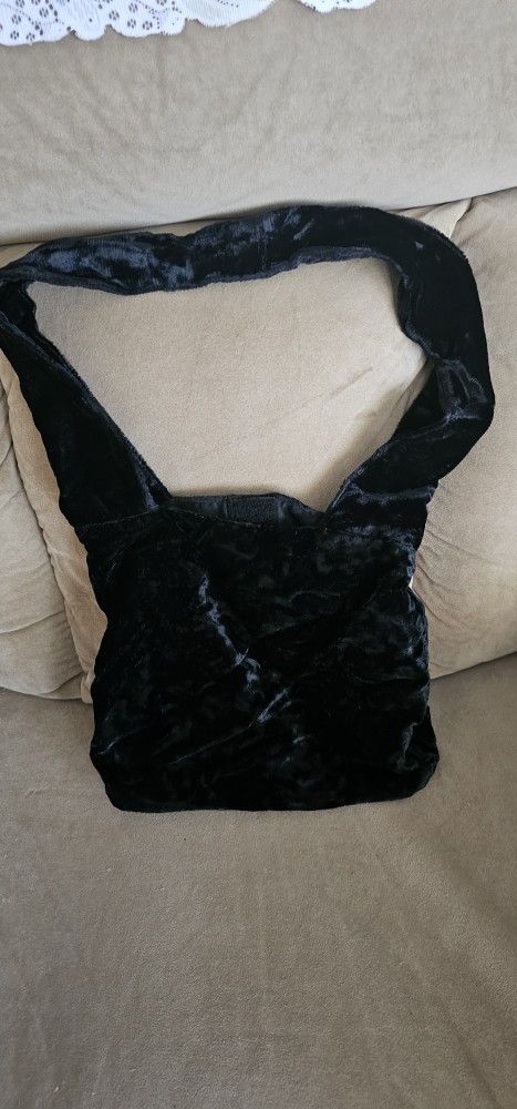 Black Velvet Shoulder Bag 