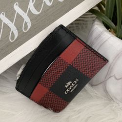 COACH Shaped Card Case With Buffalo Plaid Print for Sale in
