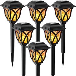 ReOasis Solar Lights Outdoor, Solar Torch Lights with Flickering Flame, Solar Powered Outdoor Decorations Waterproof, Tiki Torches for Garden Yard Pat