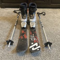 Volkl Legend Jr. 100 cm Skis With 32” Poles And Children Size 4 Dalbello Boots