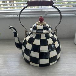 Mackenzie Childs Courtly Check Teapot 