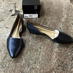 NEW Naturalizer Flat Dress Shoes  Samantha Navy Metallic Size 7.5  7 1/2M Side Cut Out Flats Retail $99