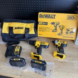 DEWALT 20V MAX Cordless Drill/Impact 2 Tool Combo Kit with (2) 20V 1.3Ah Batteries, Charger, and Bag
