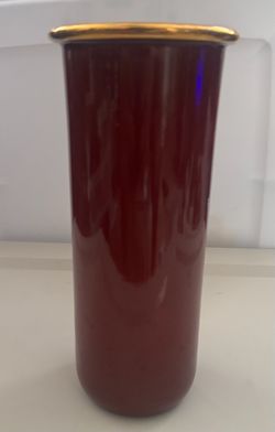 Burgundy Ceramic Vase with Gold Rim