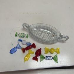 Glass Candies & Bowl 