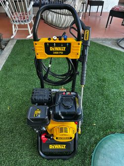 New Powerful DeWalt 3400 PSI pressure washer. Missing one bolt that holds the handle. laugh out loud at pictures. Doesn’t affect the operation of the 