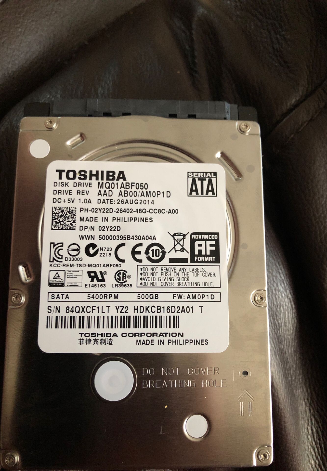 500gb HDD 2.5” with windows 10 installed