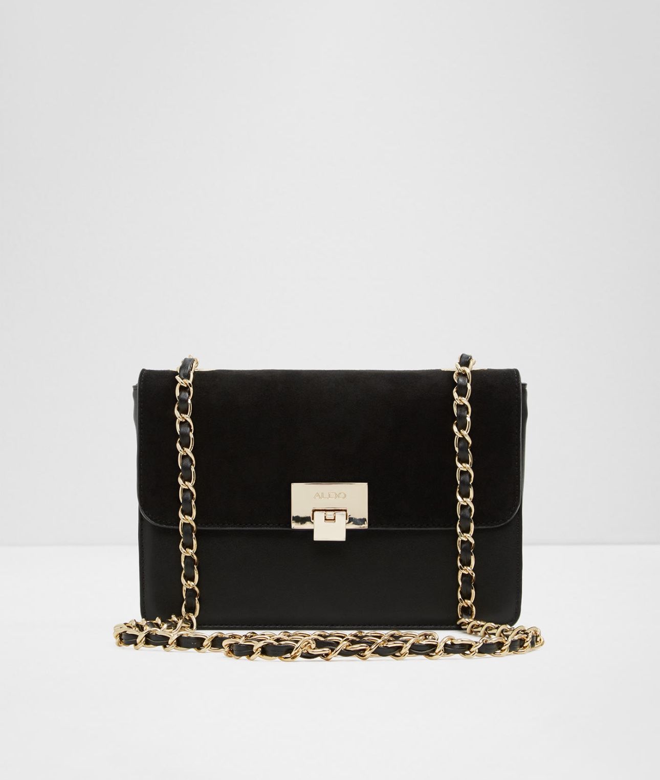 Aldo Black Quilted Suede Leather Purse/Crossbody bag