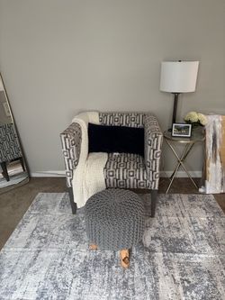 Gray Geometric Upholstered Accent Chair