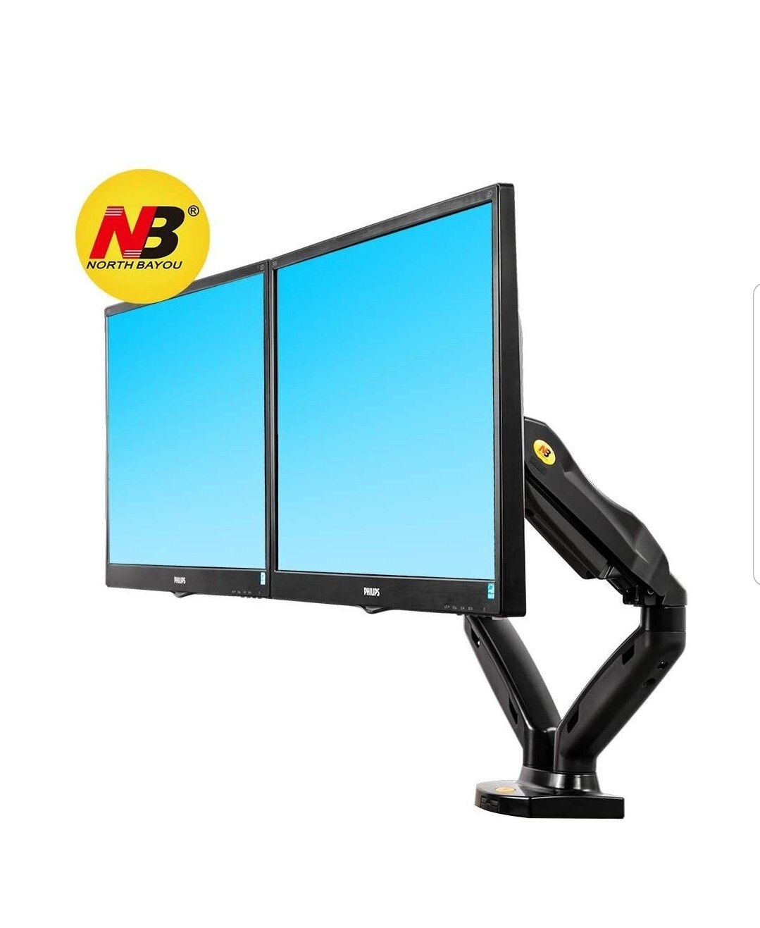NB North Bayou Dual Monitor Desk Mount Stand Full Motion Swivel Computer Monitor Arm for Two Screens 17-27 Inch with 14.3lbs