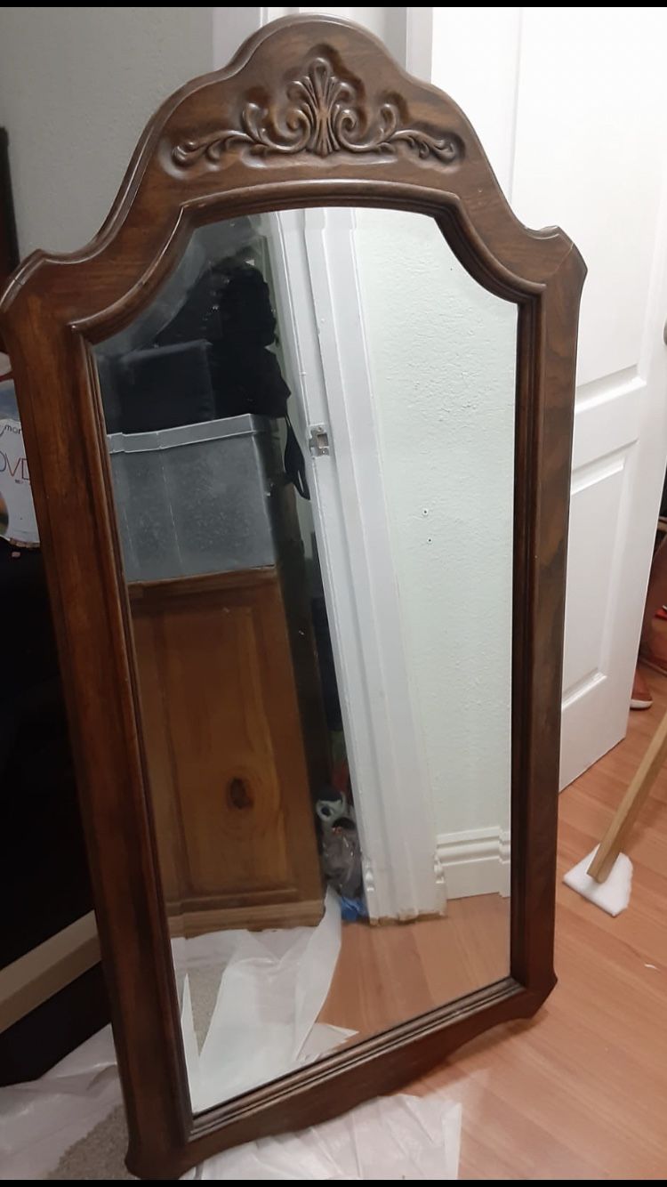 Beautiful Vintage Cherry Color Wood Mirror