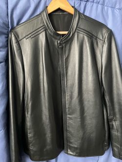 genuine black leather jacket - large