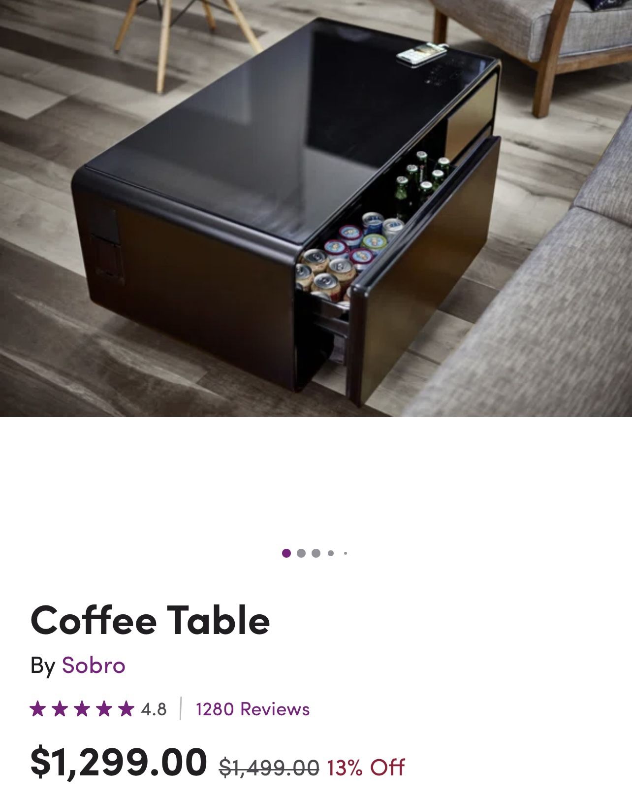 Sobro Coffee Table With Fridge/Bluetooth