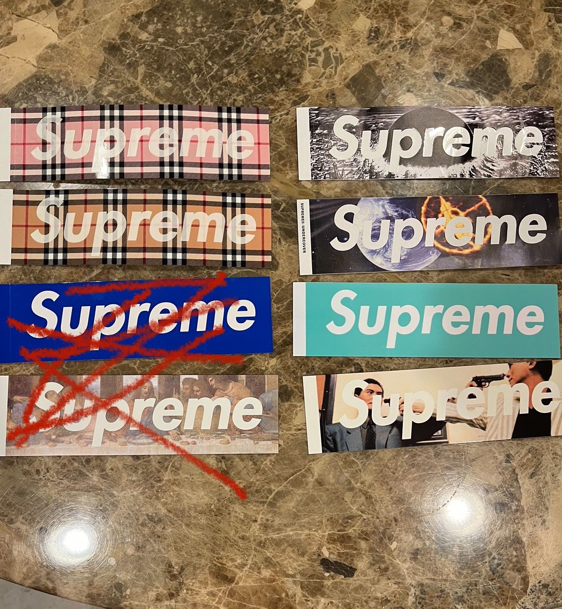 Supreme Box Logo Sticker Lot (6) Burberry, Tiffany, Undefeated, More