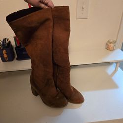 Tan knee high boots