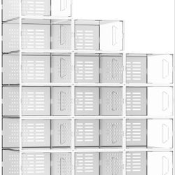 SEE SPRING 15 Pack Shoe Storage Box, Clear Plastic Stackable Shoe Organizer for Closet, Space Saving Shoe Rack Sneaker Container Bin Holder, Clear