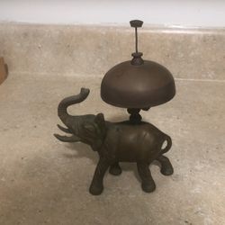 Antique Brass Elephant Desk Concierge Bell , Clear Bell Sound