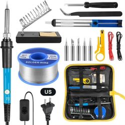 15 PCS Electric Soldering Iron Kit, 80W Adjustable Temperature Digital Display Repair Soldering Tool Electronic Circuit Board Precision Welding Small 