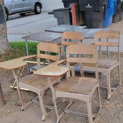 Schools Desks Metal Frame Wood Top Tables 